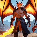 **

A confident Valorant player showcasing a visually striking "Elderflame" skin in-game. Focus on the fiery effects and dragon-like animation. The player should appear focused and skillful. The scene should convey the feeling of increased confidence and enjoyment through the skin.

**