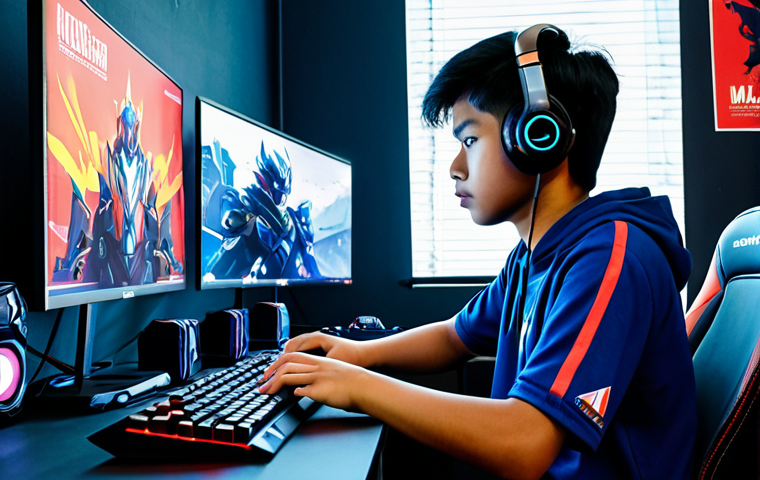 발로란트 프로 리그의 전망 - Aspiring Young Valorant Player** "A determined Malaysian teenager, fully clothed in comfortable gam...