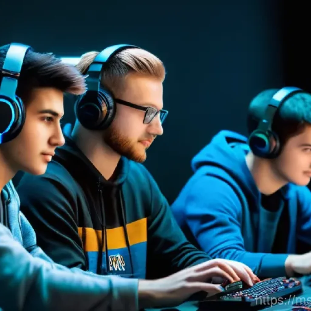 발로란트 최적 커뮤니케이션 툴 - **Prompt: Collaborative Gaming Session** "A diverse group of five young adult gamers (three male...