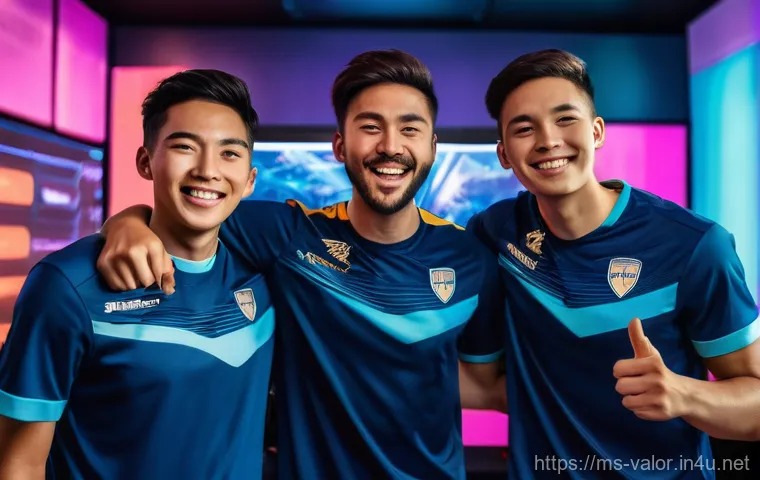 발로란트 클랜 창설 방법 - **Prompt 1: Victorious Valorant Team Celebration** A diverse group of five young adults, clearly...