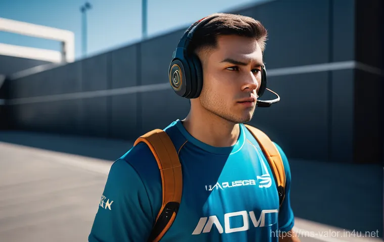발로란트 프로와의 협력 콘텐츠 - **"A highly detailed, cinematic shot of a determined professional esports player, male, wearing a sl...