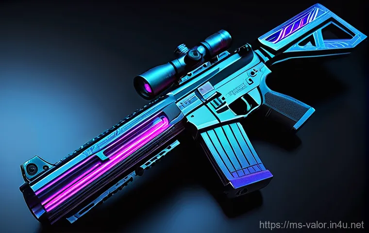 발로란트 스킨 제작 과정 공개 - **"Quantum Flux Vandal Rifle Skin" (Ultra Edition Inspired)** A highly detailed image of a futur...