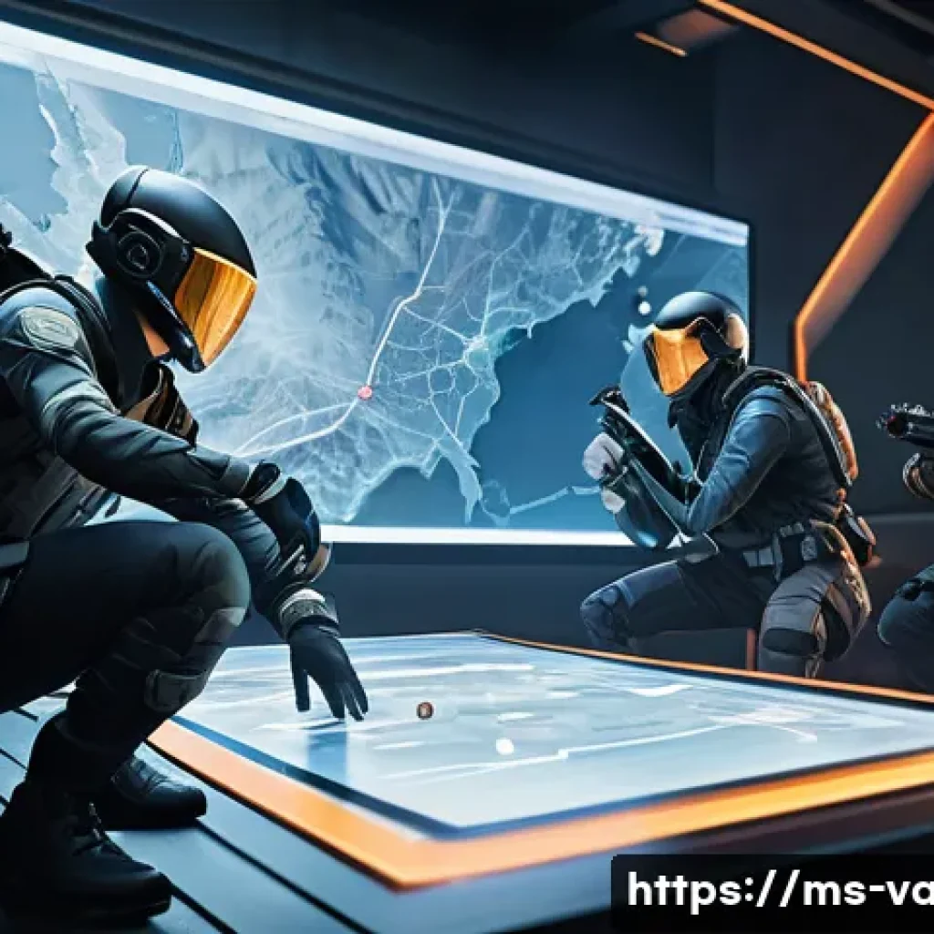발로란트 팀워크의 중요성 - **Valorant Team Communication in Action:** A vibrant, high-fidelity digital art image of a tense mom...