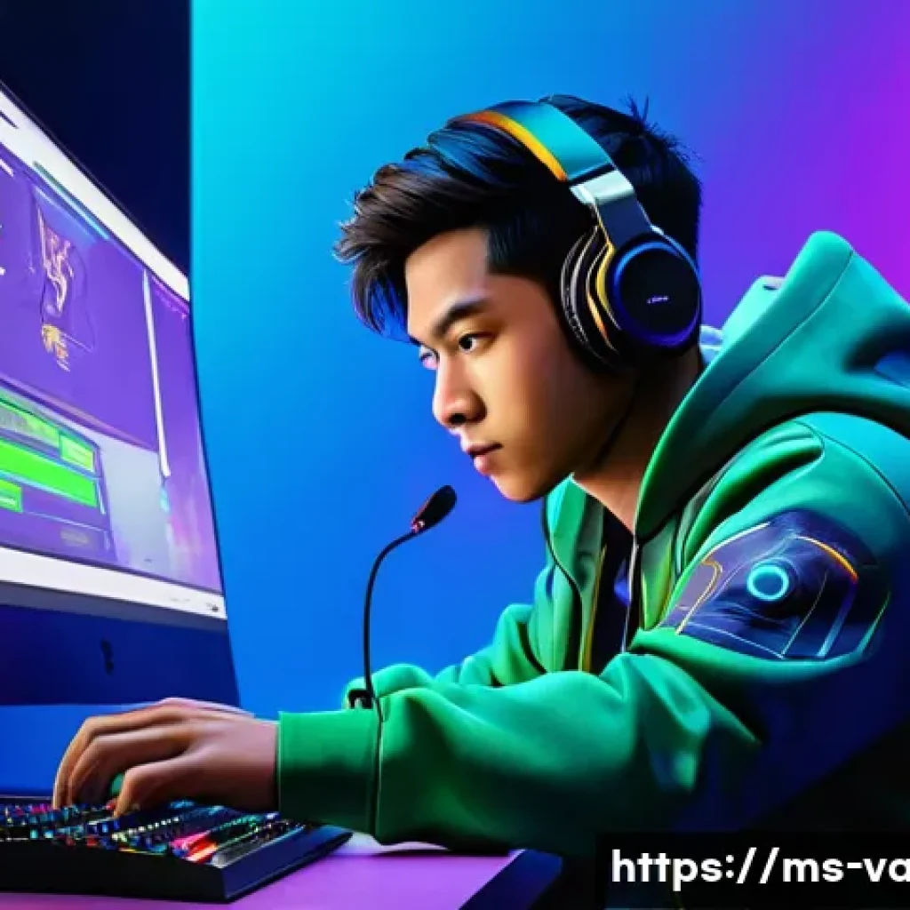 발로란트 트위치 시청 이벤트 - **Prompt 1: The Thrill of a Valorant Drop** "A young Malaysian gamer, male, in his early 20s, wi...