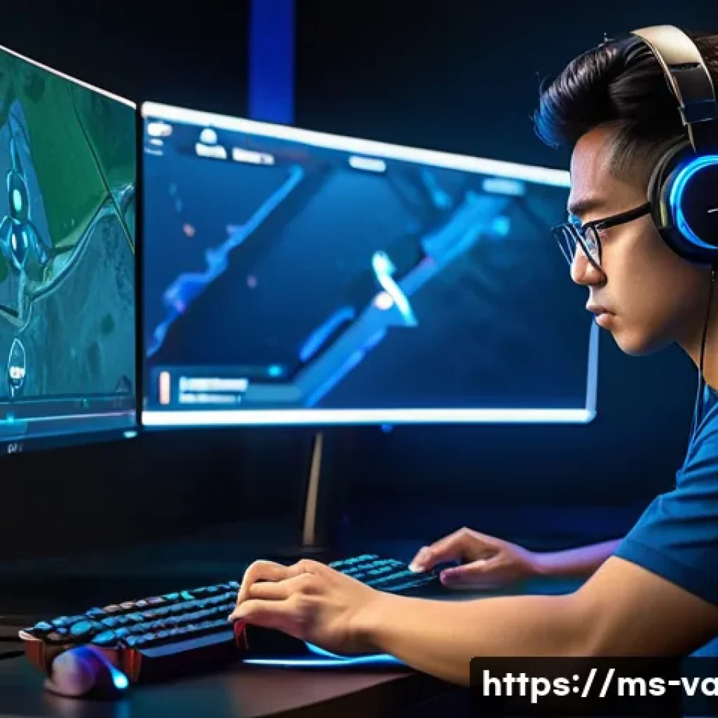 발로란트 나만의 감도 설정법 - A focused esports player in a modern Malaysian gaming room, adjusting mouse sensitivity settings on ...
