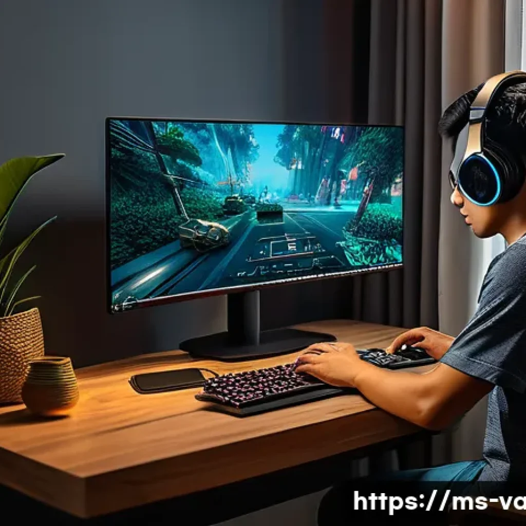 발로란트 서버 장애 해결 절차 - A cozy Malaysian home interior showing a gamer playing Valorant on a high-end PC setup, wearing casu...