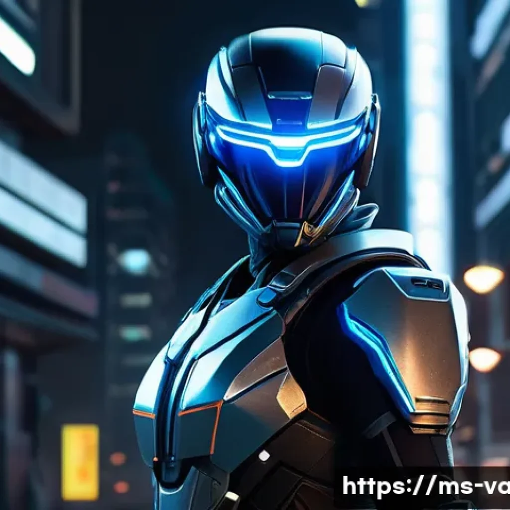 발로란트 스킨 종류 및 가격 - A futuristic Valorant agent equipped with a sleek, high-tech Prime skin featuring dynamic neon blue ...