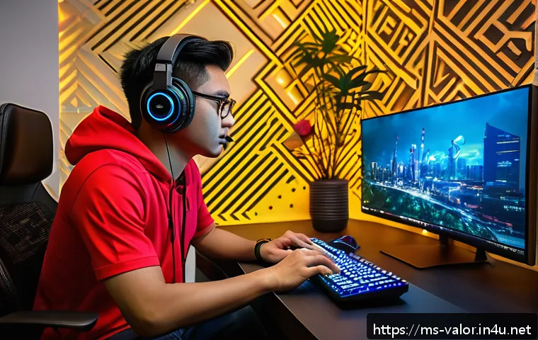 발로란트 프로게이머 인터뷰 영상 - A professional esports gamer in a modern, well-lit gaming room in Kuala Lumpur, Malaysia, focused in...