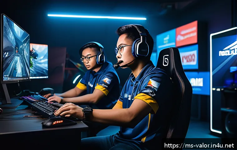 발로란트 커뮤니티에서 살아남는 법 - A dynamic Valorant team scene featuring five diverse Malaysian esports players in a modern gaming ro...