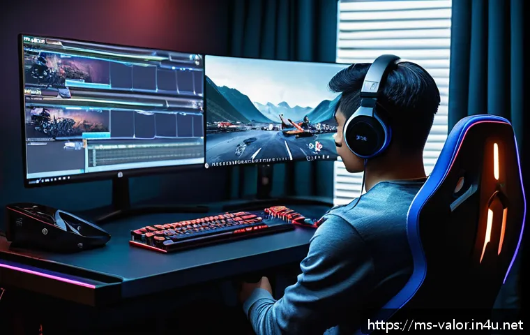 발로란트 초보자가 해야 할 10가지 - A detailed esports gaming room setup featuring a young Malaysian gamer focused on playing Valorant c...