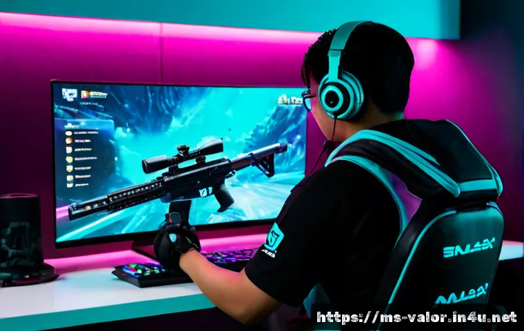 Home 17 발로란트 총기별 리뷰 콘텐츠 - Photorealistic Malaysian esports gamer in a modern Kuala Lumpur gaming room, carefully comparing two...